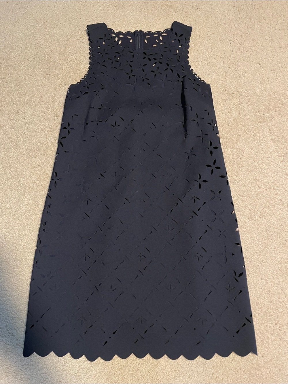 J. Crew Navy Laser-Cut Sleeveless Shift Dress